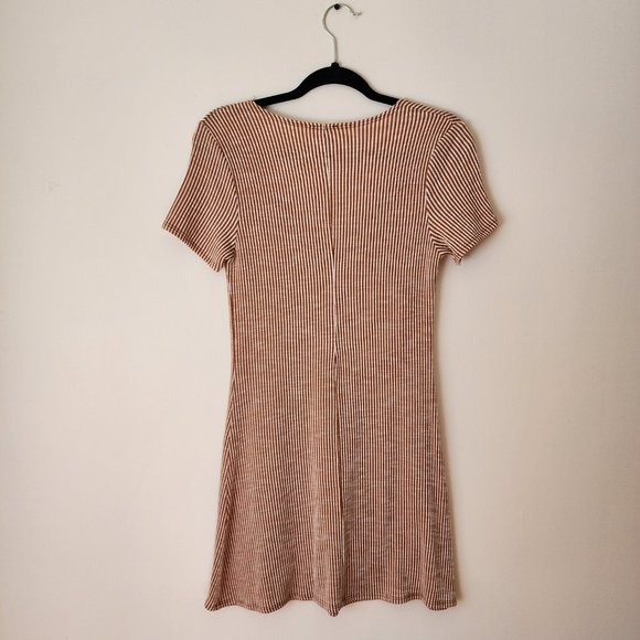 Anthropologie CAUTION TO THE WIND Brown Stripped Dress, Size M - Picture 2 of 5